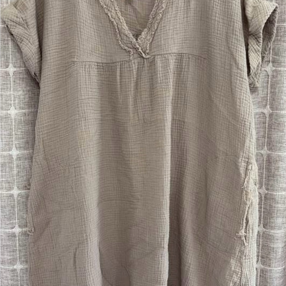 Zenana Outfitters Taupe V-Neck Tunic